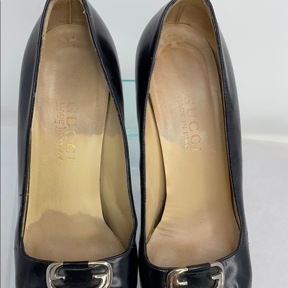 Gucci Sz 7.5B Black Leather Pumps - Picture 9 of 14
